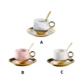 thumbnail image 3 of Naiovety Taza de café con trazado de oro de cerámica de estilo europeo, juego de té, platillo, cuchara, tazas con mango dorado, accesorios de Juegos de servir café y té Gris 200ML, 3 of 6