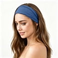 thumbnail image 2 of Workout Headbands For Women Athletic Non Slip Solid Color Stretchy Sweatbands Running Yoga Fitness Sports Hair Bands (Free Size, Navy), 2 of 5