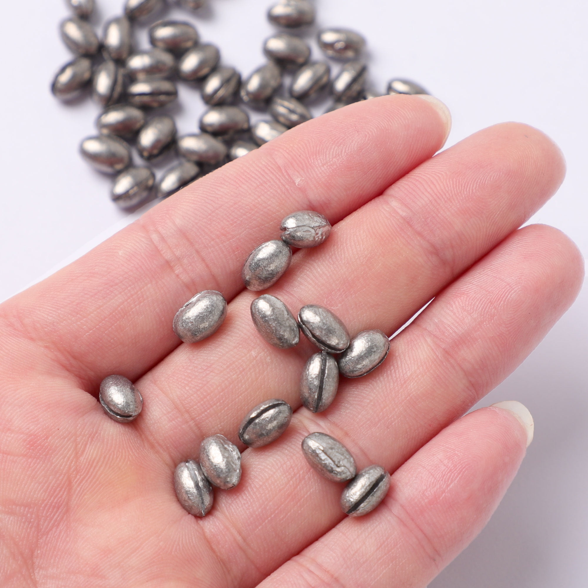 Unique Bargains 50Pcs Oval Shape Fishing Weights Split Shots Sinkers