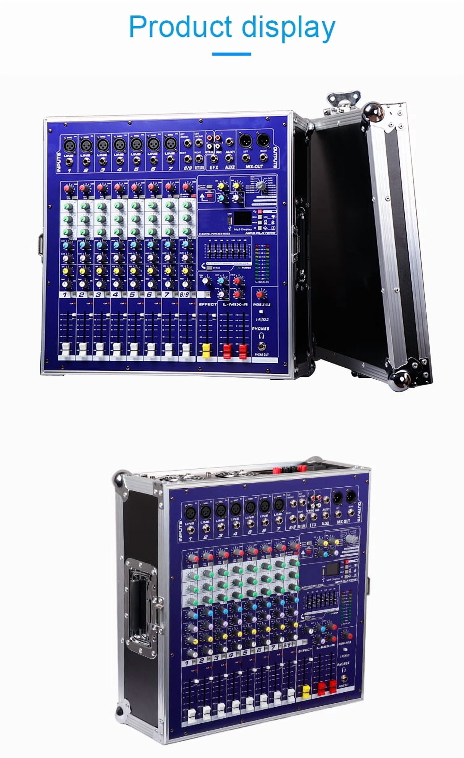 DJ Mixer 8 Channel USB Blueteeth Mixing Console High Power Audio Stage Equipment 48V Phantom Power DSP Digital Effects ,Precision Control