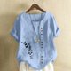 thumbnail image 5 of Camisetas de Manga Corta para las Mujeres Impreso Botón de Manga Corta Camiseta Blusa Poliéster, Ropa Casual Mirar Superior para las Mujeres, 5 of 8