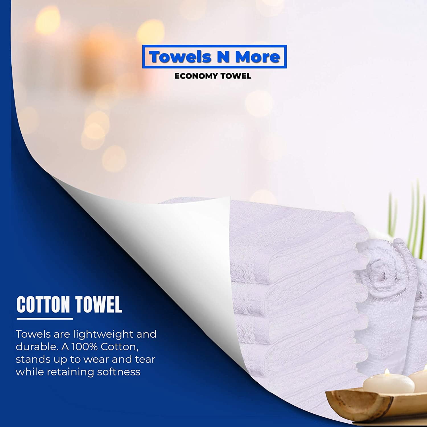 12 Pack White 16x27 100% RS Cotton Loop Hand Towels Salon/Gym/Hotel Super Absorbent Best for Gym, Bathroom, Kitchen, Home or Commercial use, by Towels N More