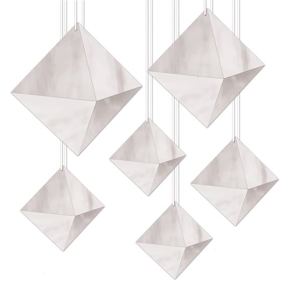 3-D Foil Diamonds, 5"-11", (6/Pkg)