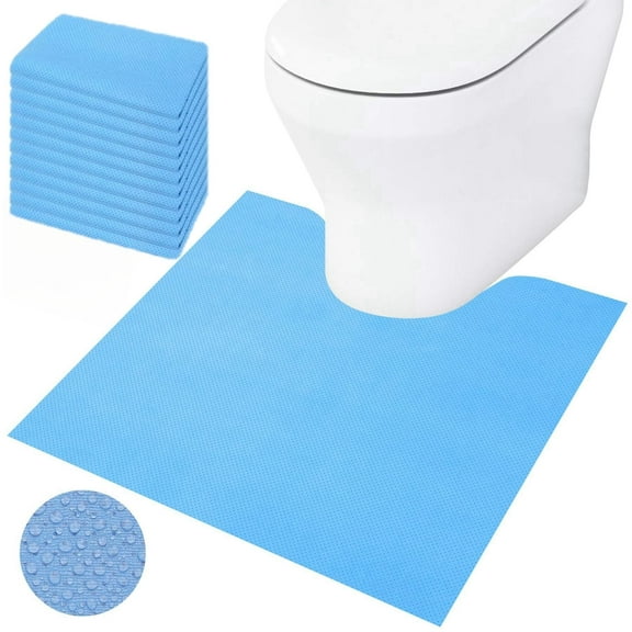 Trianu 12Pcs Disposable Toilet Mats, 20x22inch Absorbent Toilet Floor Protector, Around The Toilet Pee Mat for Bathroom Floor Urine, Non Slip U Shaped Toilet Commode Pads,Bllue