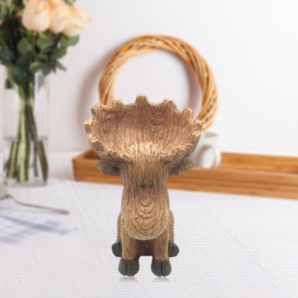 Axioma Deer Fairy Garden Statue Bird Feeder Bath for Outdoor Home Crafts Resin Yard Decor Garden Animal Sculpture Memorial Figurine