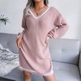 thumbnail image 2 of Vestido suelto, vestido con escote en V, vestido largo holgado con escote en V, vestido de manga larga con escote en V, confiable y duradero, 2 of 9