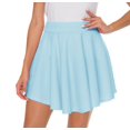 thumbnail image 6 of Women Casual Mini Stretch Waist Flared Plain Pleated Skater Skirt (Medium, Black), 6 of 7