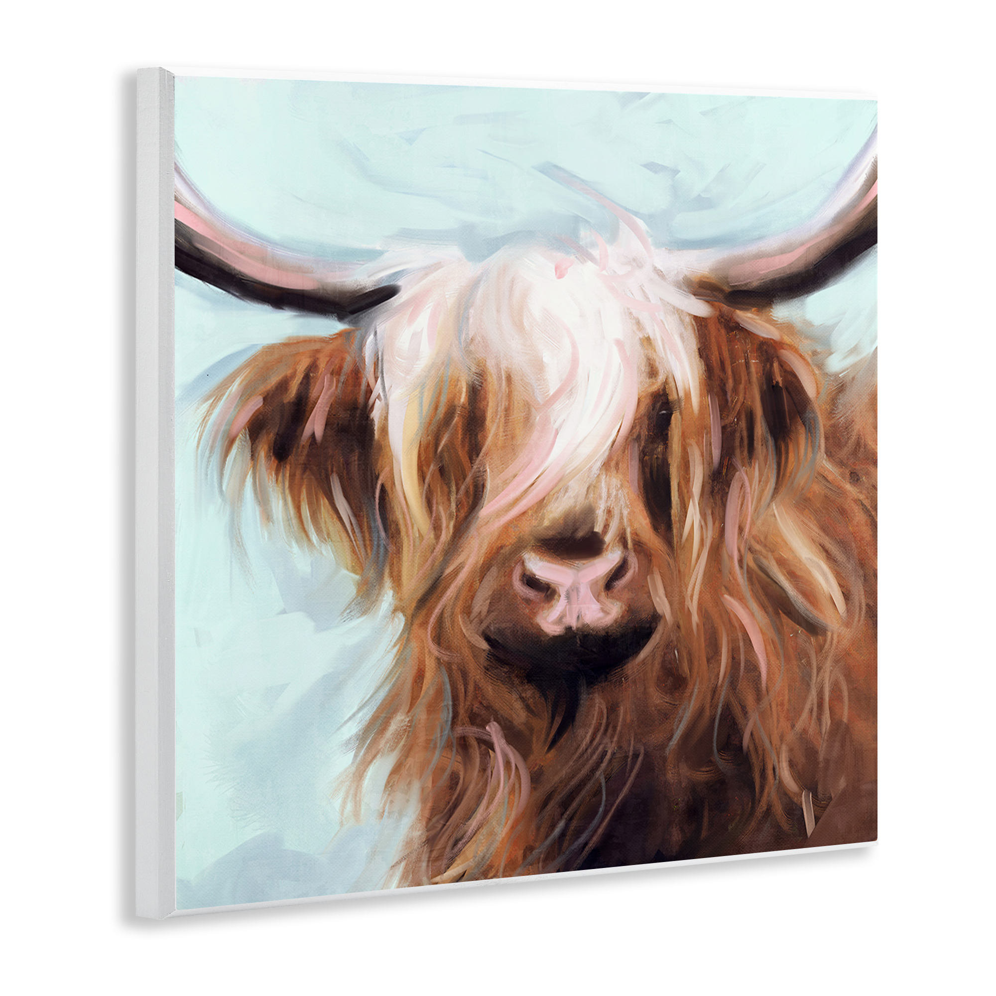 Stupell Industries Long Haired Cattle Portrait Animals & Insects Painting Unframed Art Print Wall Art, 12 x 12