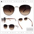 thumbnail image 2 of Boho Normcore Windsor Metal Rim Rectangular Round Hipster Sunglasses Gold Tortoise - Brown, 2 of 8