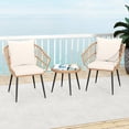 thumbnail image 4 of Costway 3PCS Patio Bistro Set with Soft Cushions, Tempered Glass Coffee Table & Metal Frame, 4 of 10