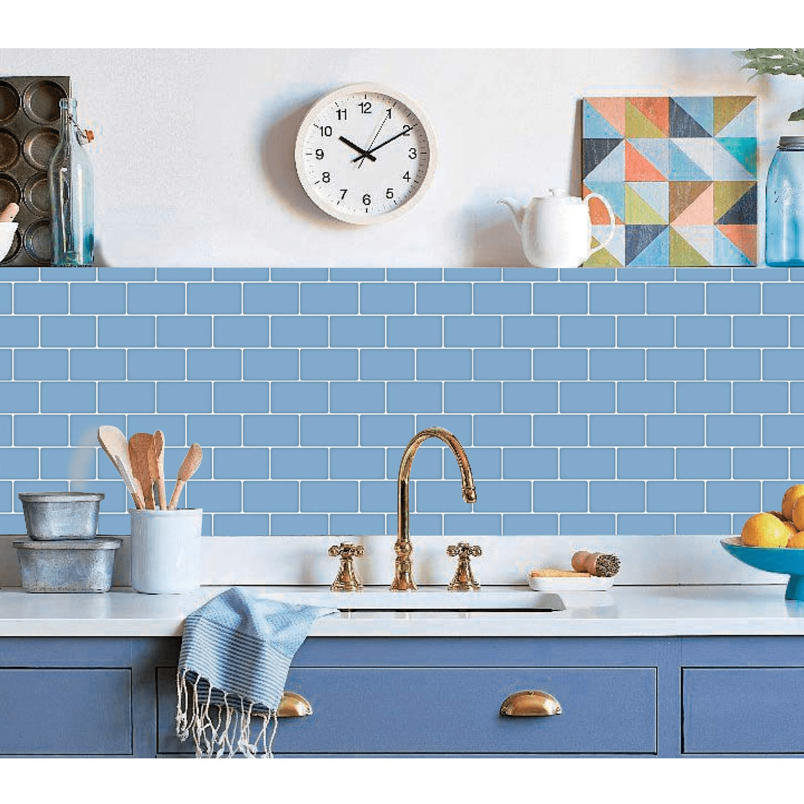 Art3d 12" x 12" Peel and Stick Backsplash Tiles for Kitchen Blue(20pack)