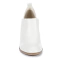 thumbnail image 3 of FSJ Women Classic V Cut Chunky High Heel Pumps Round Closed Toe Slip On Loafers Vintage Solid Color Ankle Booties Office Lady Shoes Size 4 White, 3 of 5