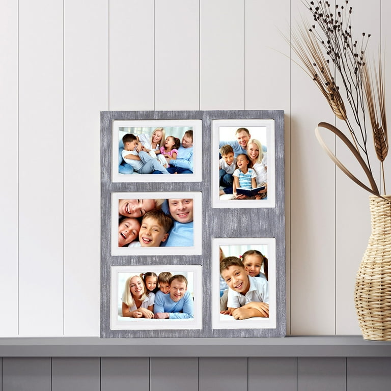 upsimples 4x6 Picture Frame Distressed Grey with Real Glass