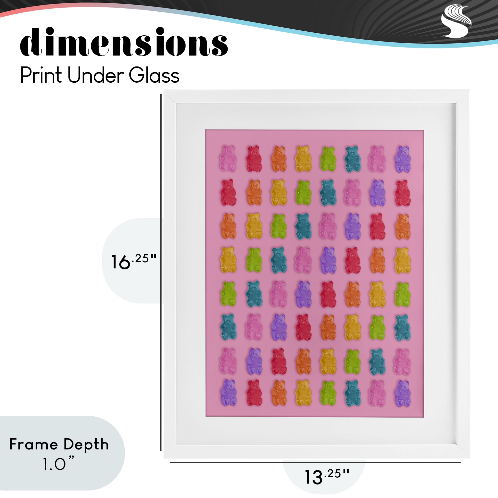 Stupell Industries Rainbow Gummy Bear Candies White Framed Print Under Glass, design by LISH Creative