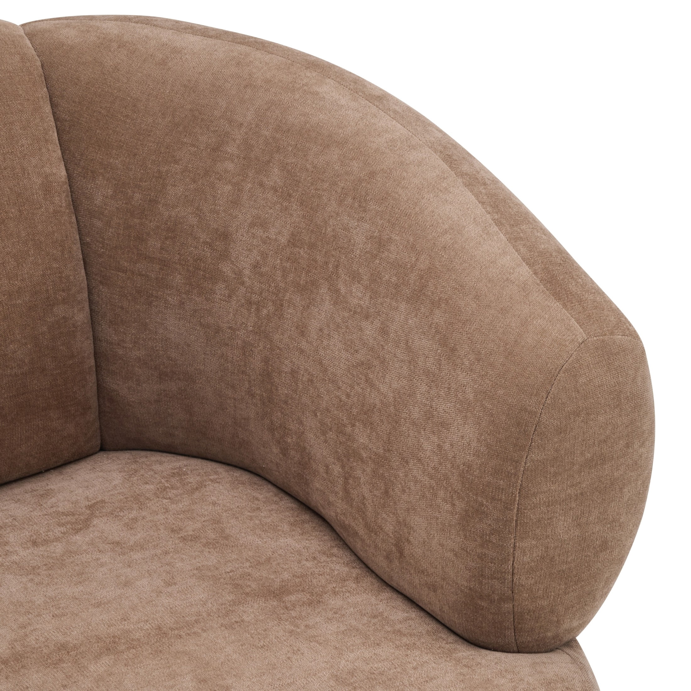 Christopher Knight Home Modern Curved Upholstered Sofa with Round Pillows, Birch Wood Legs, Brown