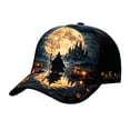 thumbnail image 2 of ZDNIXIAN Halloween Full‑Print Graphic Baseball Cap, Dark Night Wizard Castle Full Moon Pumpkin Bat Scenery Printed Adjustable Hat, Lightweight Structured Crown Unisex Holiday Costume Accessory, 2 of 4