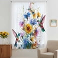 thumbnail image 3 of Hummingbird Sheer Curtains 45 Inches Long, Spring Farmhouse Oil Painting Sunflowers Light Filering Curtains, Breathable Simi Curtain Privacy Drapes for Kitchen Bathroom Small Window Treatment, 3 of 9