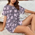 thumbnail image 6 of Womens Pajama Sets With Pocket, Elegant berry blossoms floral Lounge Sets Short Sleeve Sleepwear PJ Sets for Women, 6 of 6