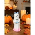 thumbnail image 4 of XHKUYI Halloween Ghost Figurine 3.15 inch, Resin Pink Bow Ghost Statue Holding Cake, Halloween Tabletop Figurine for Home Shelf Party Display, 4 of 4