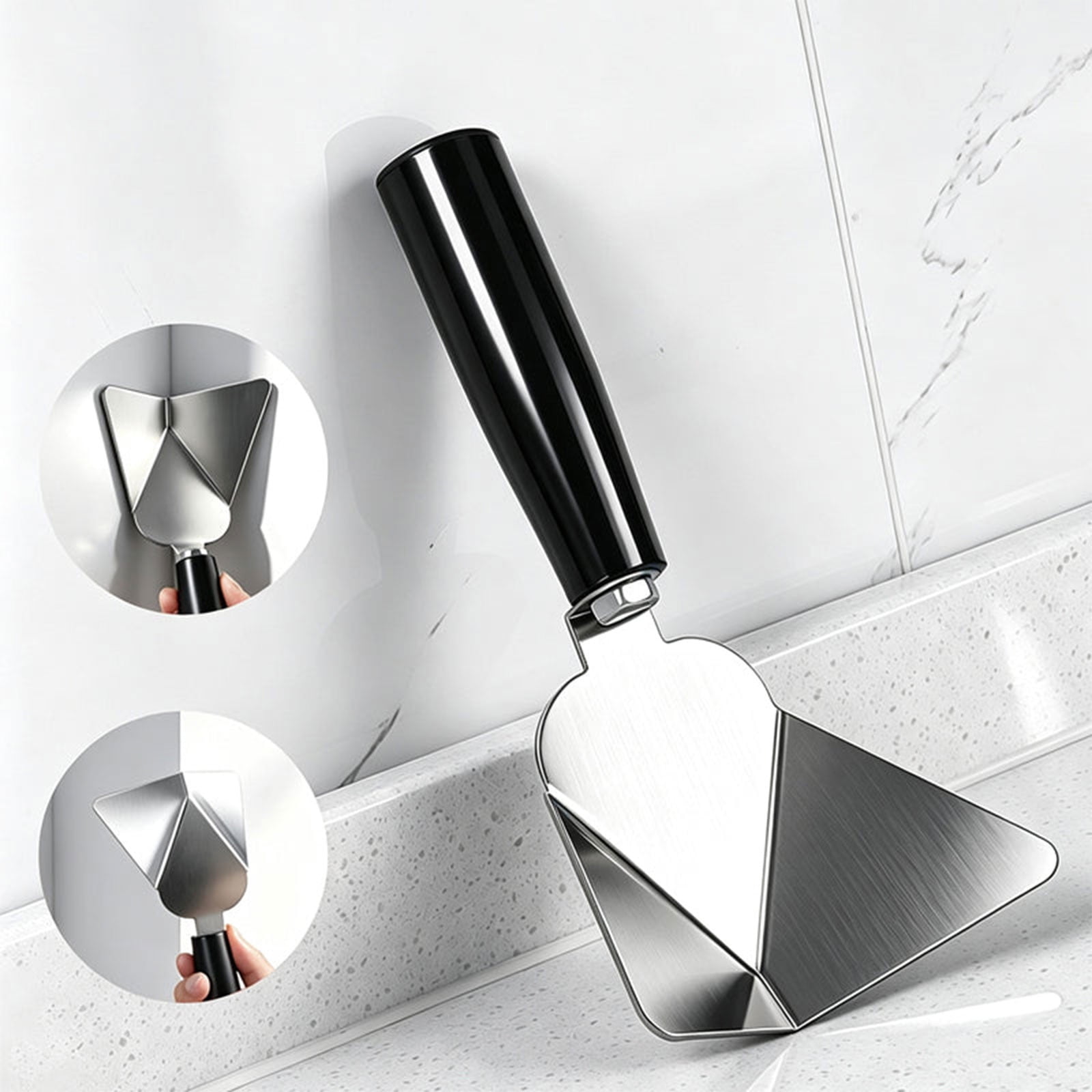 Stainless Steel Corner Trowel Internal External 90 Degree Corner Finishing Tool with Thickened Metal Blade and Ergonomic Handle for Drywall Plastering and Concrete Smoothing