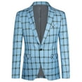 thumbnail image 2 of Cloudstyle Men's Slim Fit Smart Casual Plaid Single-Breasted One-Button Notch Lapel Two-Piece Suit - Spring/Fall Wrinkle-Resistant Regular Length Round Hem, 2 of 16