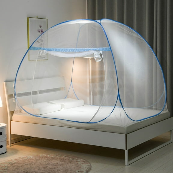 Zjyufy Mosquito Net for Bed Portable Folding Net Bed with Bottom Pop up Mosquito Net Tent for Indoor and Outdoor Use Mosquito Netting for Adults Trip Camping Travel Home，78.7 x 70.8 x 59 Inch
