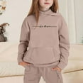 thumbnail image 2 of Wangmeiwg Girls Winter Outfit Set Printed Hooded Sweatshirt And Pants Casual Wear Ensemble For Ages 1 To 9 Years With Easy Care Instructions 8-9 Years Khaki, 2 of 4
