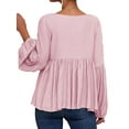 thumbnail image 3 of FASHIONWT Women Solid Color Babydoll Puffed Sleeves Ruffle Top Flowy Long Sleeve Loose T-Shirt, 3 of 4