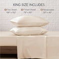 thumbnail image 6 of MR&HM Silky Satin Sheet Set King Size 4 Pcs, Elegant Luxurious King Size Bed Sheets, with Flat Sheet, 15'' Deep Pocket Fitted Sheet and King Satin Pillow Cases Set of 2 (King Size, Beige), 6 of 7
