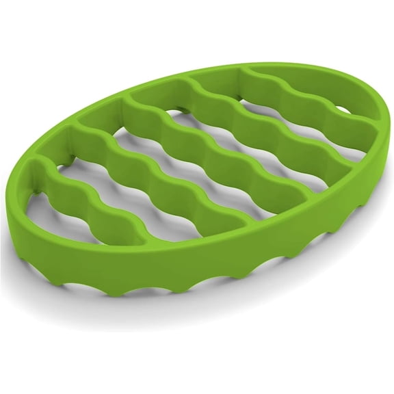 Oval Silicone Roasting Rack & Steamer Insert for 6Qt/8Qt Pots, Universal Fit for Pressure Cookers, Slow Cookers, Air Fryers (Green)
