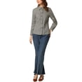 thumbnail image 2 of Allegra K Women's Plaid Point Collar Long Sleeve Double Breasted Shirt, 2 of 5