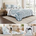 thumbnail image 6 of Twin Quilt Set 68''x86'', Light Blue Coastal Lightweight Summer Bedspread Coverlet Set with 2 Pillow Shams, Summer Beach Coral Shell Starfish Breathable All Season Quilt Bedding for Dorm/Bedroom, 6 of 9