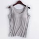 thumbnail image 3 of Camiseta deportiva sin mangas de color liso para yoga para mujer: almohadilla en el pecho, sin aros, tirantes anchos, camiseta sin mangas informal, cuello redondo, ropa de verano, 3 of 3