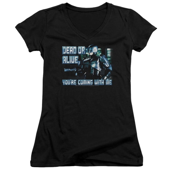 Robocop Dead Or Alive Junior Women's V-Neck T-Shirt Black