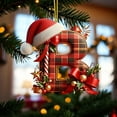 thumbnail image 4 of Buffalo Plaid Monogram Christmas Ornament, Flat Acrylic Personalized Initial Christmas Tree Ornament with Santa Hat, Xmas Stocking Tag, Farmhouse Rustic Monogram Decoration - Letter B, 4 of 5
