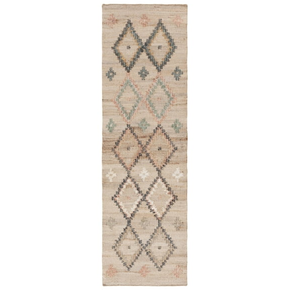 SAFAVIEH Kilim Mendoza Geometric Runner Rug, Natural/Blue, 2'3" x 7'