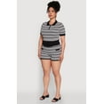 thumbnail image 4 of Womens Plus Size Daisy Striped Cropped Polo Shirt, 4 of 5