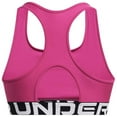 thumbnail image 4 of Under Armour HeatGear Authentics Mid Impact Branded Sports Bra Astro Pink/Black XL US 16, 4 of 5