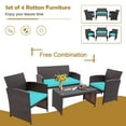 thumbnail image 5 of Costway 4PCS Patio Rattan Furniture Set Cushioned Chair Sofa Coffee Table Turquoise, 5 of 10