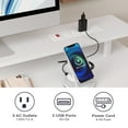 thumbnail image 6 of Computer Desk with Drawers, 42 Inch Home Office Desk Study Writing Table, Gaming Desk with USB Power Outlets, Office Desk with Fabric Drawer, Work Table with Shelf for Bedroom, White, 6 of 10