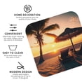 thumbnail image 3 of Picia Hawaiian Sunset Beach Printed Leather Coasters for Drinks, 4" Drink Coasters Set of 4 for Tabletop Protection, Handmade Luxurious Home Décor and Housewarming Gift -Square, 3 of 6
