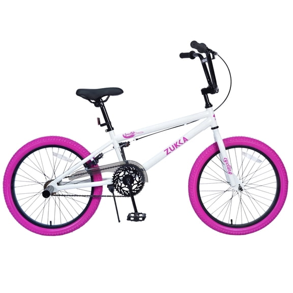Aezusy 20" Kids Bikes for Boys Girls, Freestyle Single Speed BMX Bicycle for Rider Ages 7 , Height 44"-61", White