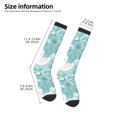 thumbnail image 2 of Xecao Swan And Flowers4 print thigh-high socks, crafted for both men and women with a stretchy, high-opaque design perfect for daily wear, 2 of 6