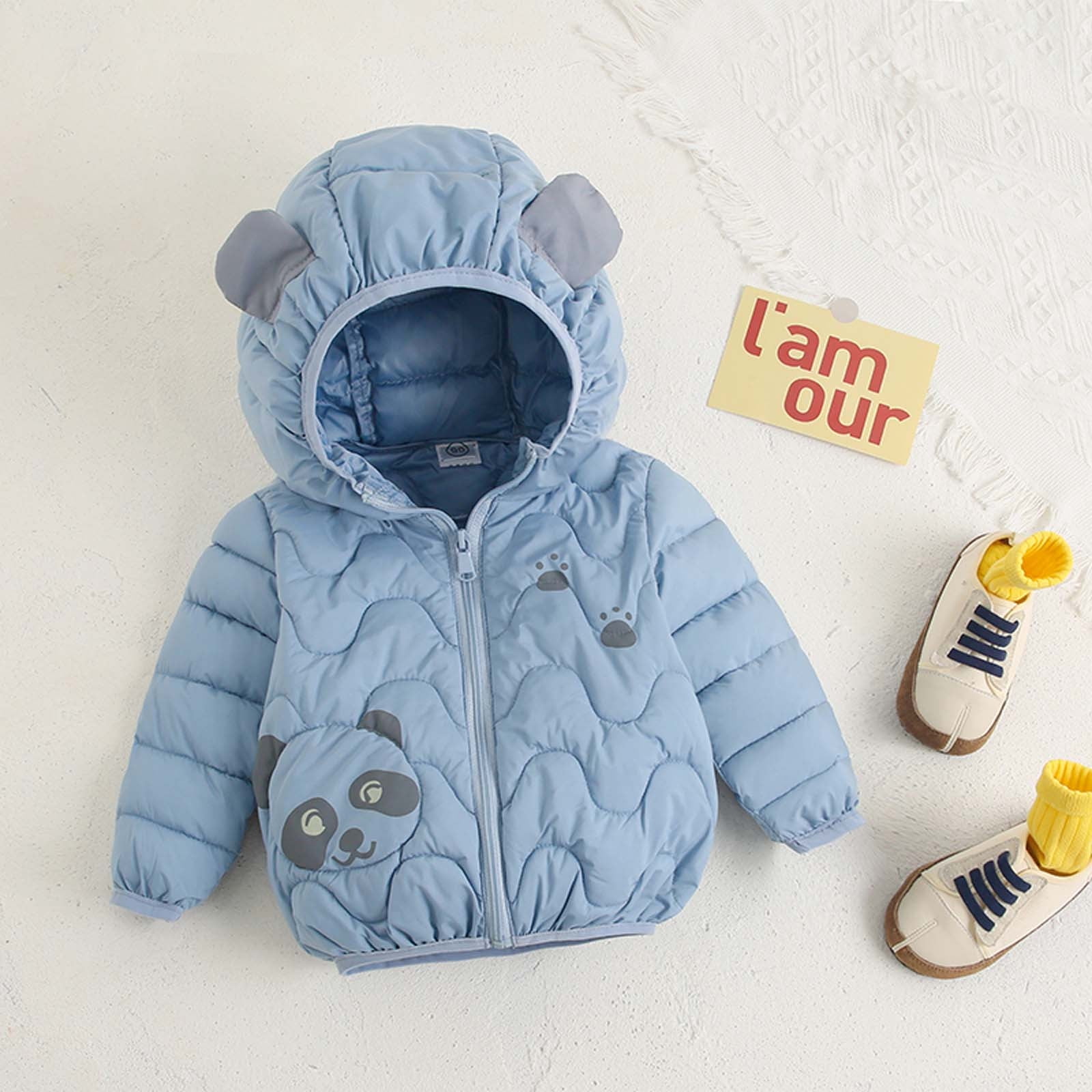 Baby Wool Parka Hooded Tops Jacket Padded Coat Kids Cloak Thick Warm Clothes for 6 Months-4 Years HOMEBABY Baby Girls Boys Winter Panda Hooded Coat