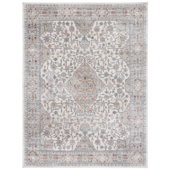 SAFAVIEH Oregon Coriander Floral Bordered Area Rug, Grey/Ivory, 11' x 15'