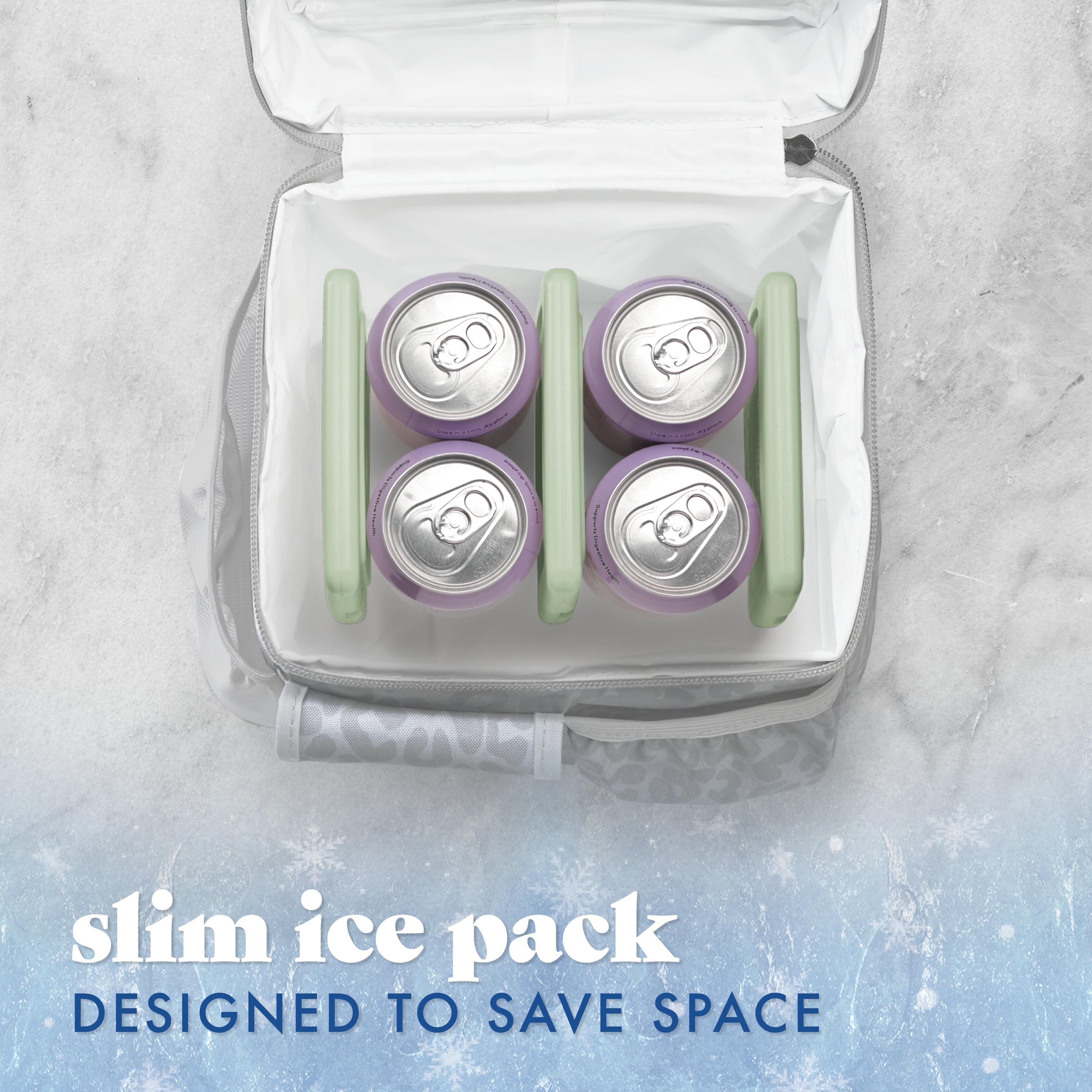 Cool Coolers by Fit + Fresh Reusable Slim Ice Packs for Lunch Bags & Coolers, Sage Green, 4pk