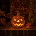 thumbnail image 2 of Halloween Woven Pumpkin Decoration, Hand-Woven Pumpkin Halloween Storage Basket, Spooky Handmade Wicker Pumpkin Decor for Home Mantel Shelf Fall Party Decorations, 2 of 8