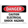 thumbnail image 1 of SignMission OS-DS-A-1218-L-2278 12 x 18 in. OSHA Danger Sign - Caution Electrical Shock Hazard, 1 of 1