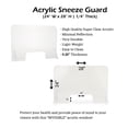 thumbnail image 2 of Sneeze Guard, Extra-Thick (1/4”) Transparent Acrylic Protection Shield for Countertop, Desk, and Station Use (24” H x 28” W), 2 of 9