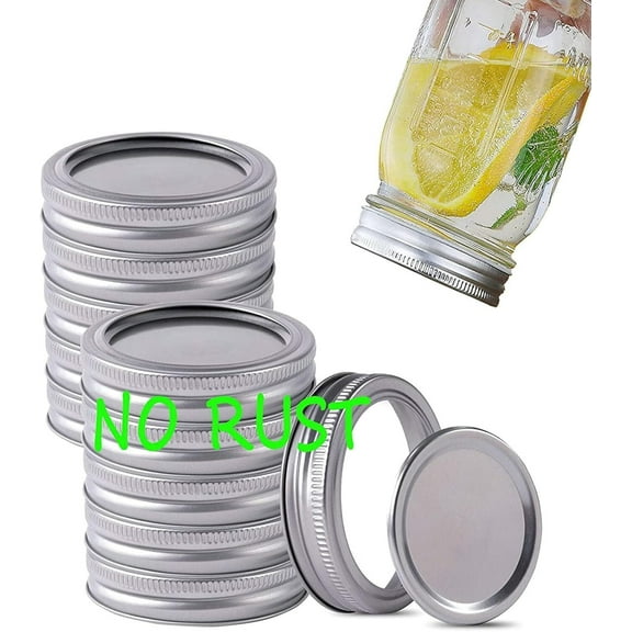 RUseeN Wide Mouth Canning Lids and Rings for Ball or Kerr, Mason Jar Large Lids and Bands Set of 12